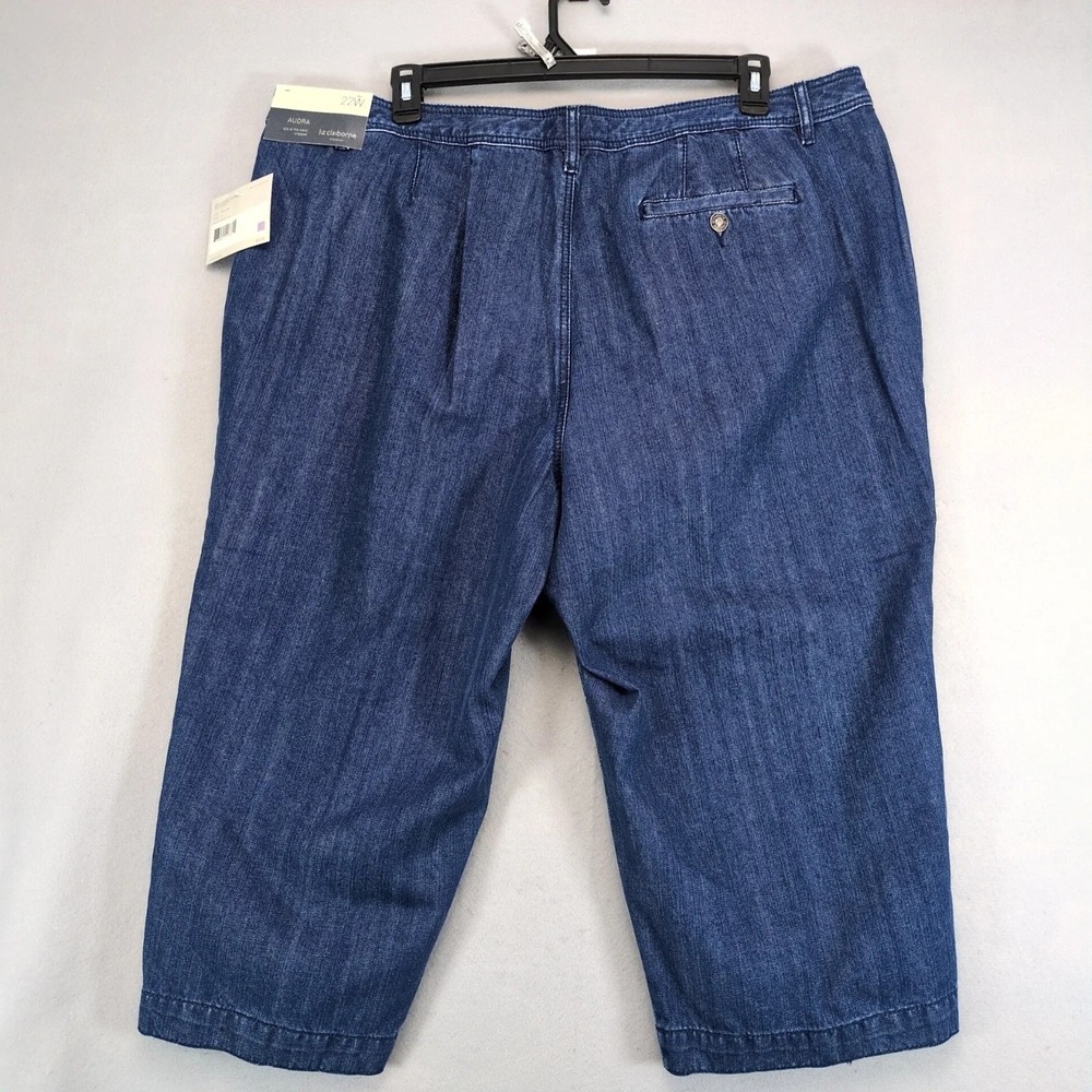 NWT Liz Claiborne Audra Capri Jeans Womens Plus 22W 44x20" 100% Cotton Dark Wash - Picture 3 of 8